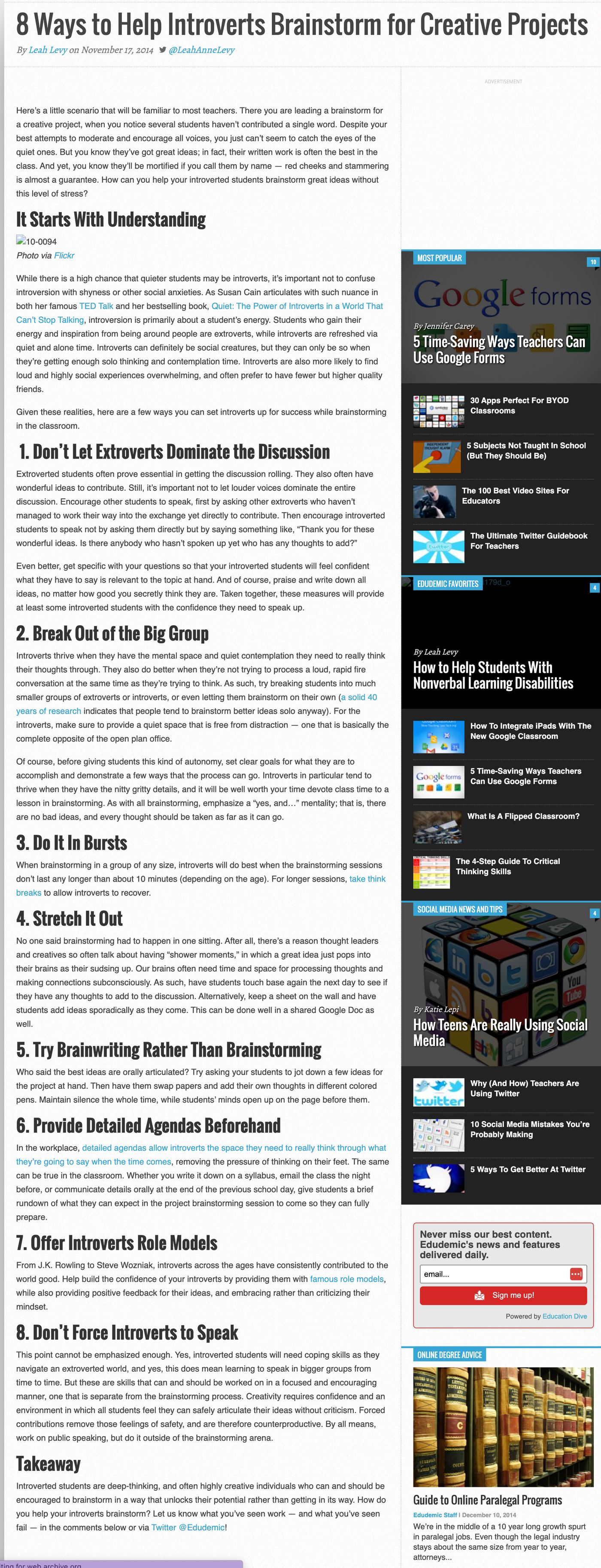 8 Ways to Help Introverts Brainstorm for Creative Projects