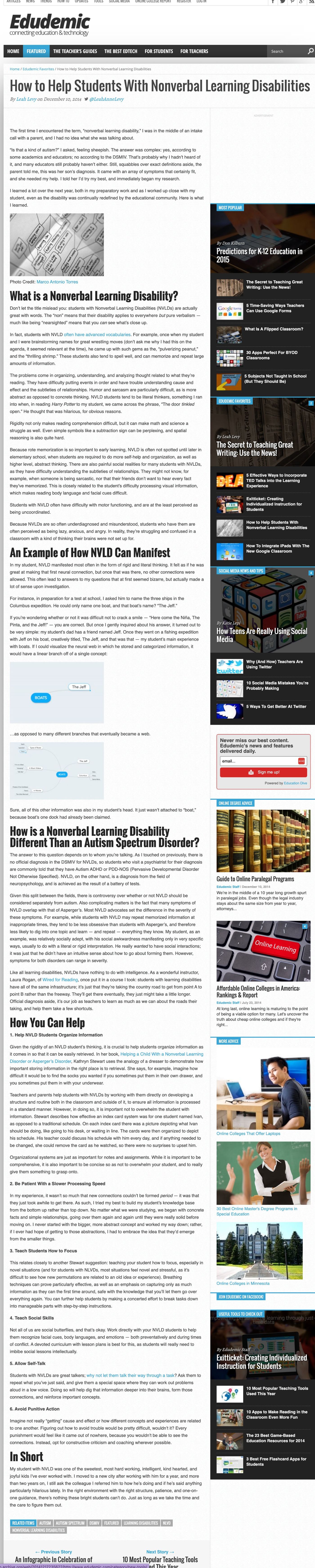 How to Help Students With Nonverbal Learning Disabilities