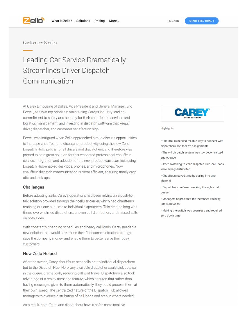 Leading Car Service Dramatically Streamlines Driver Dispatch Communication