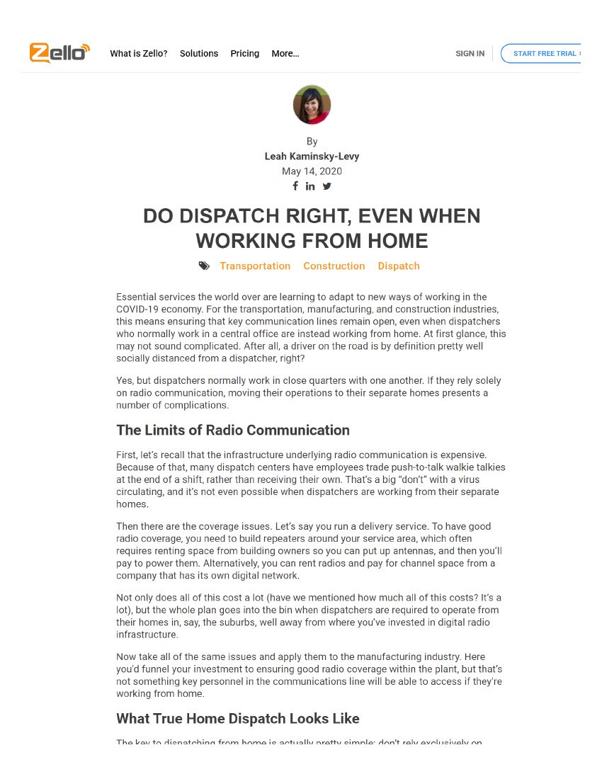 Do Dispatch Right, Even When Working From Home