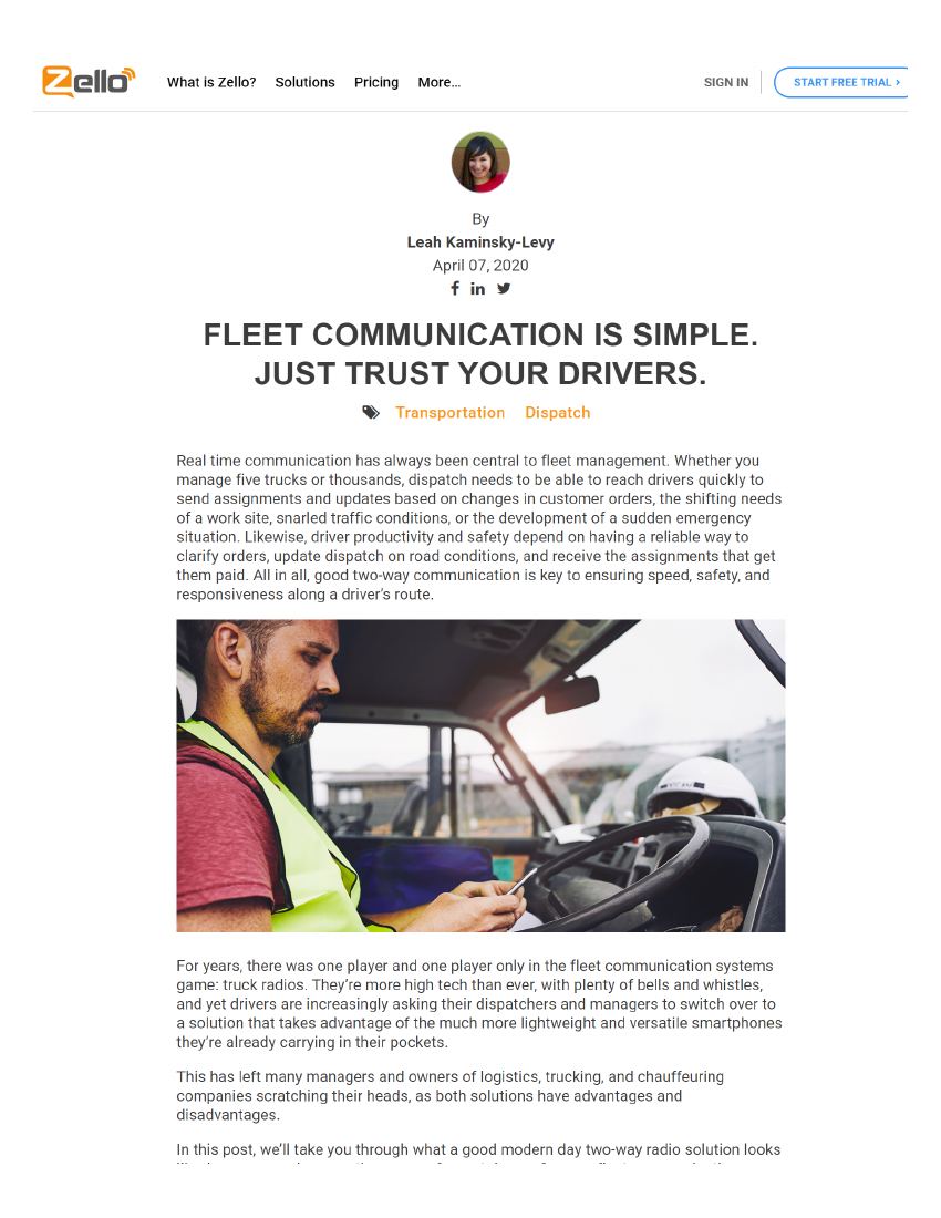 Fleet Communication Is Simple. Just Trust Your Drivers.