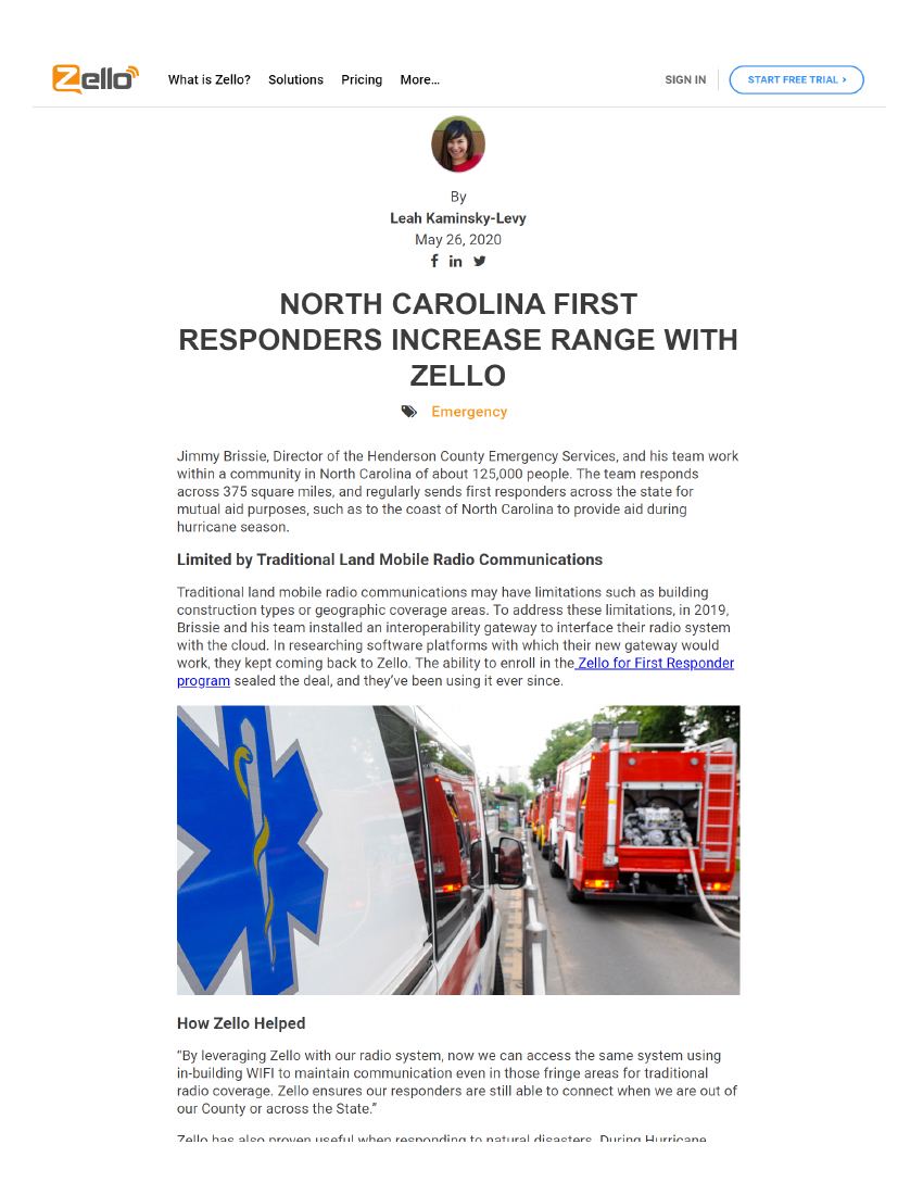 North Carolina First Responders Increase Range with Zello